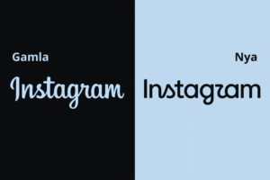 Bild med gamla och nya loggan från Instagram bredvid varandra