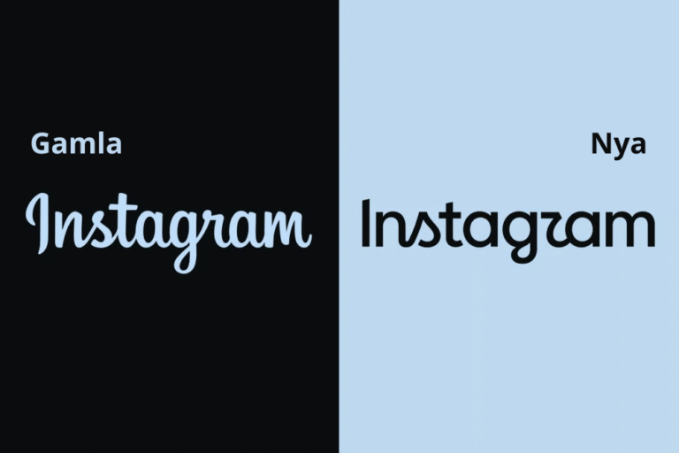 Bild med gamla och nya loggan från Instagram bredvid varandra
