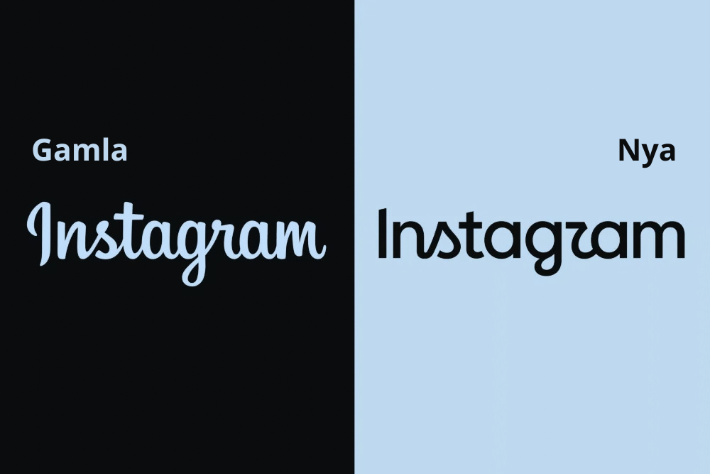 Bild med gamla och nya loggan från Instagram bredvid varandra